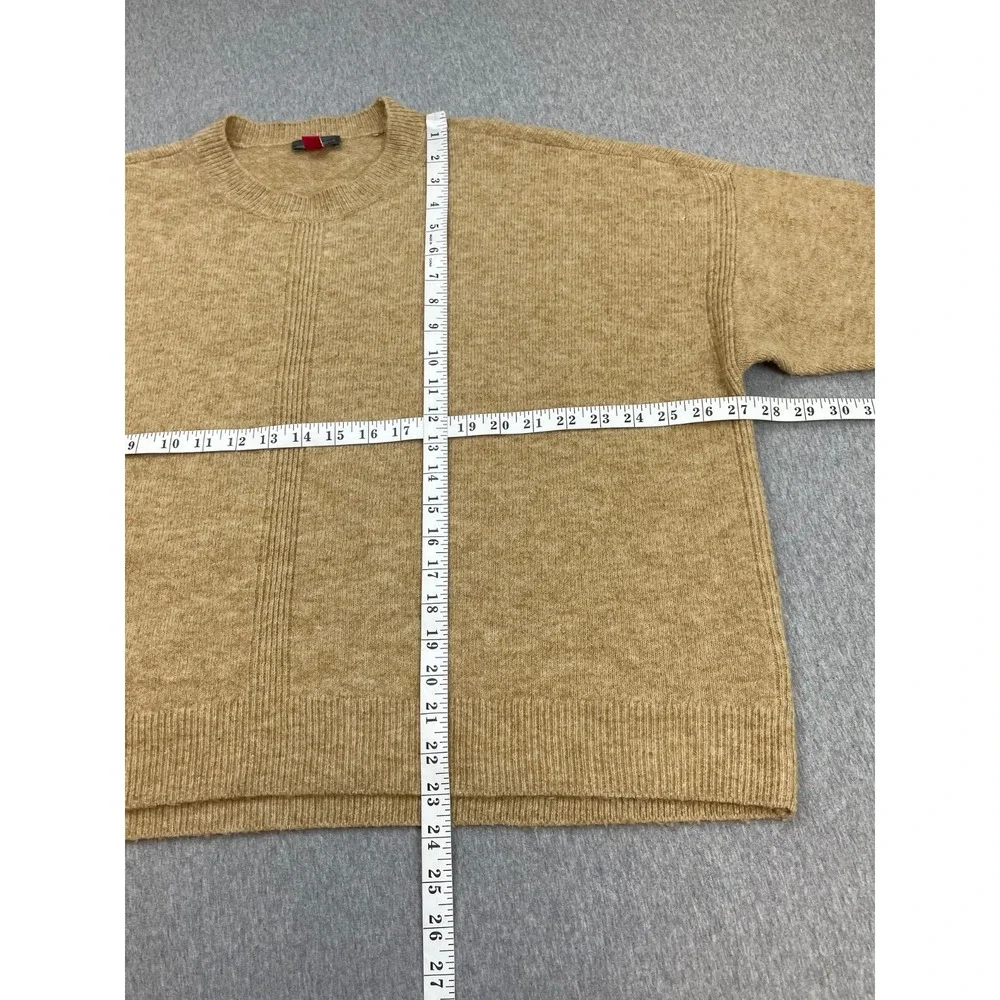 Vince Camuto Sweater Womens XL Beige Tight Knit Stretch Pull Over Round Neck